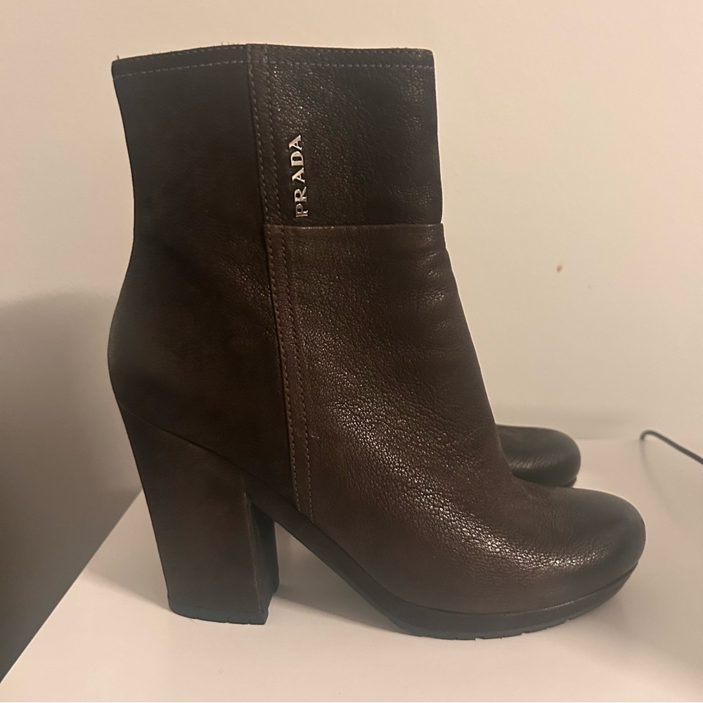 Prada Women's Dark Brown Heeled Boots